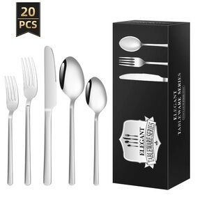 Silverware Set, 20 Piece Flatware Cutlery Set for 4, Stainless Steel Silverware